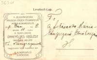 Kalocsa, a J.T. érseki Stephaneum kápolnája, hátoldalon Mária Kongregáció meghívás, kiadja Jurcsó Antal