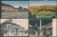 129 db RÉGI magyar és történelmi magyar városképes lap, érdekes, színes anyag; sok vasútállomással, leporellókkal, vegyes minőségben / 129 pre-1945 Hungarian and Historical Hungarian town-view postcards, many interesting cards;