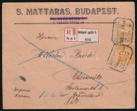 1903 Expressz ajánlott levél Németországba 12 színű  Turul bérmentesítéssel. Ritka! / Registered express cover to Germany with 12 colours Turul franking 'BUDAPEST GY.5.'