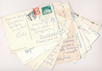 cca 1960-1980 Az Országos Szórakoztatózenei Központ igazgatójának Dancsó Istvánnak szóló levelezőlapok magyar zenészektől, melyeket külföldi útjaikról küldtek. Kb 50 db magyar könnyű, jazz, cigányzenészektől. Érdekes anyag,