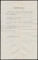 1911 A Budapesti Kávésok Szövetségének körlevele, kérdőíve és borítéka
