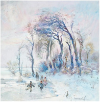 Jancsek Antal (1907 - 1985): Korcsolyázó gyerekek