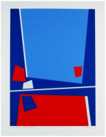 Kádár, Joseph (1936 - 2019): Kék-piros kompozíció, Párizs, 1988-93