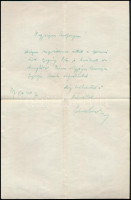 Lux Elek (1884-1941): szobrász autográf kondoleáló levele Gerő Ödön (1863-1939) műkritikus, esztéta feleségének. Lux és Gerő kapcsolatáról ékes bizonyíték a szobrász Gerő Ödön c. alkotása, amely 1931-ben a Szinyei Merse Pál