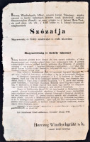 1848. november 13. Windischgrätz tábornok magyar nyelvű hirdetménye a magyarországi lakosokhoz szól és  engedelmességre szólítja fel őket. 'Oltalom a híveknek, bocsánat a megtérőknek, végveszély a pártütőknek, ez a jelszavam!'