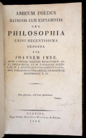 Joannem Imre (Imre János (1790-1832)): Amicus Foedus Rationis Cum Experientia seu Philosophia Crisi Recentissima II-III. Pestini, 1825-1827,Typis Nobilis Matthiae Trattner de Petróza. Korabeli aranyozott gerincű félbőr kötés, a II. kötet