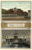 Ózd, Fürdő, Uszoda belső, fürdőzők. Zsiros Sándor kiadása (EK)