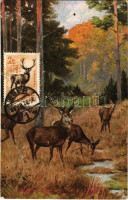Kellemes Karácsonyi Ünnepeket! / Deer in the forest with Christmas greeting. O.G.Z.-L. 271/1514.