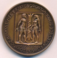 Bartos Endre (1930-2006) 1986. 'MÉE Bajai Csoport - Baja mezővárosi kiváltságlevelének évfordulója' Br emlékérem (42,5 mm) T:1 Adamo BA1