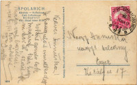 1928 Budapest VIII. Spolarich Kávéház, belső. József körút 37-39. + 'BUDAPEST - SÁTORALJAÚJHELY 34 B' vasúti mozgóposta bélyegző