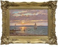 Rubovics Márk (1867-1947): Balaton (Lemenő nap, vitrolások)