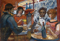 Remsey Jenő György (1885-1980): Párizsi kávéház (Randevú), 1963