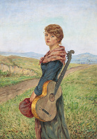 Rubovics Márk (1867-1947): Lány gitárral (A kék szemű lány)