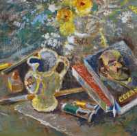 GUSZTÁV VÉGH (1889-1973) - Still-life with a book about Cézanne