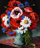 NORBERT SZTELEK (1884-1956) - Flower still-life on table