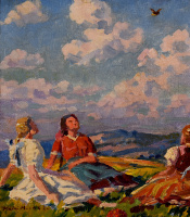MIHÁLY KÁTAI (1906-1983) - Summer landscape with people