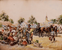 EGON WALLBURG/ERNŐ ZÓRÁD (1911-2004) - Fair scene