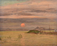 ÁRPÁD BASCH (1873-1944) - Waterside landscape