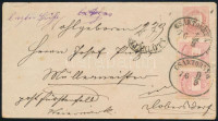 1876 Elfogazott 5kr pár 5kr díjjegyes borítékon ajánlott levélként 'CSÁKTORNYA' - 'FÜRSTENFELD'