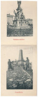 1908 Arad, Szabadság tér, emlékmű, Herbstein Mór, Weigl Adolf és Társa üzlete. Kerpel Izsó kiadása. leporellolap / square, monument, shops. leporellocard (EK)