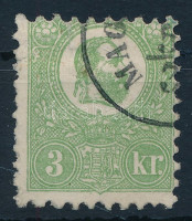 1871 Kőnyomat 3kr (140.000) (tűhegynyi elvékonyodás, bal oldalon foghibák / small thin, perf. faults)