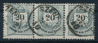 1881 20kr képbe fogazott hármascsík lemezhibákkal