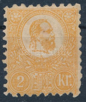 1871 Kőnyomat 2kr narancs (110.000) (ráncok / creases) Certificate: Barabássy