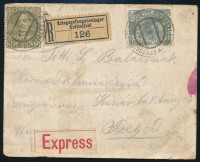 1916 Expressz ajánlott levél a knittelfeldi hadifogoly táborból Szegedre 30h + 35h osztrák bérmentesítéssel