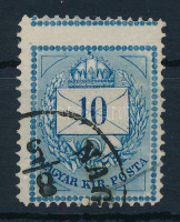 1874 10kr látványosan képbe fogazva