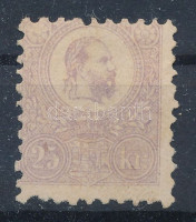 1871 Kőnyomat 25kr ibolya színű bélyeg (*260.000) ( gombostű fejnyi elvékonyodás / small surface thin paper) Certificate: Barabássy