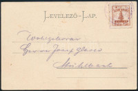 ~1907 Bisztra képeslap Szászsebesre, Michael Guendisch első bisztrai postamester bélyegzőjével érvénytelenítve