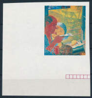 1967 Festmények (III.) 2,50Ft ívsarki vágott fázisnyomat arany színnyomat nélkül. / Mi 2375 imperforate corner phase print, gold colour print omitted. Certificate: Glatz