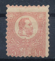 1871 Kőnyomat 5kr képbe fogazott téglavörös színű bélyeg (210.000) Certificate: Barabássy