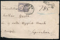 1875 Réznyomat 25kr bal oldalon picit lerövidített tértivevényes belföldi ajánlott levélen 'TATA KOMÁROM M.' - Sopron. Certificate: Ferchenbauer Ritka R!