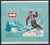 1964 Téli olimpia (II.) - Innsbruck vágott blokk (kis törések / small folds) (6.000)