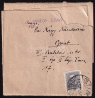 1935 'VAKOK ÍRÁSA' lila bélyegzős levél 1f bélyeggel