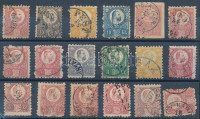 1871 Réznyomat 17 db bélyeg + 1 díjjegyes kivágás, benne 1 teljes sor