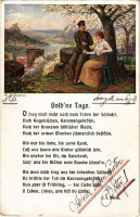 1917 Gold'ne Tage / WWI German military art postcard, romantic couple s: W. Ebbinghaus + 'K.u.K. ET. MAG. d.H.g. Kmdos Branzoll' (szakadás / tear)