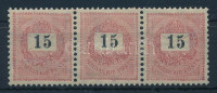 1899 15kr 1. vízjelállású hármascsík, középső bélyege 'a' állású számvízjellel (340.000+++) / Mi 48AY stripe of 3 with number in watermark in the stamp in the middle