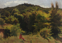 Barkász Lajos: Piros ruhás lány, 1940