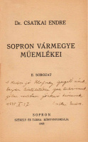 CSATKAI ENDRE • Sopron vármegye műemlékei