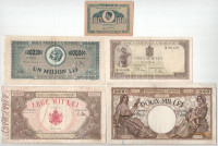 Románia 1941. 2000L + 1942. 500L + 1945. 100L + 1946. 10.000L + 1947. 1.000.000L T:F közte szép papírRomania 1941. 2000 Lei + 1942. 500 Lei + 1945. 100 Lei + 1946. 10.000 Lei + 1947. 1.000.000 Lei C:F within fine paper