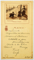 48 db RÉGI és MODERN külföldi hajós motívum képeslap és 25 étlap albumban / 48 pre-1945 and modern shipping motive postcards + 25 menu cards in album