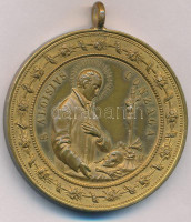 Olasz Államok / Pápai Állam 1891. 'CASTILIO STIVERIORUM XI KAL. IUL. AN. MDCCCXCI / S. ALOISIVS GONZAGA' aranyozott bronz emlékérem, füllel (48mm) T:XF