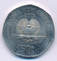 Pápua Új-Guinea 2015. 50t részben színezett acél 'XV. Csendes-óceáni Játékok' kapszulában T:AUPapua New Guinea 2015. 50 Toea partially colored steel 'XV Pacific Games' in capsule C:AUKrause KM#68