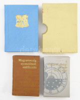 3 darab nyomdászati témájú minikönyv. Nyomdák, nyomdászok. Magyarország nyomdáinak emlékezete. A Hoffgreff-Heltai nyomda és a Csízió.