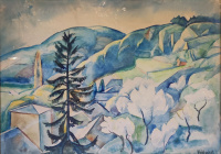 Gábor Jenő (1893-1968): Konstruktív táj házakkal, 1920-as évek