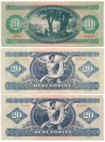 1969. 10Ft + 1980. 20Ft (2x) T:F közte szép papír