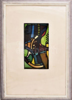 Jelzés nélkül: Színes kép. Olaj, papír. Dekoratív, üvegezett fakeretben. 30x16 cm