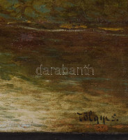 Tölgyes (?) jelzéssel, XX. sz. eleje: Faluvége. Olaj, vászon. Javított. 37,5x58 cm. Dekoratív, sérült fakeretben.